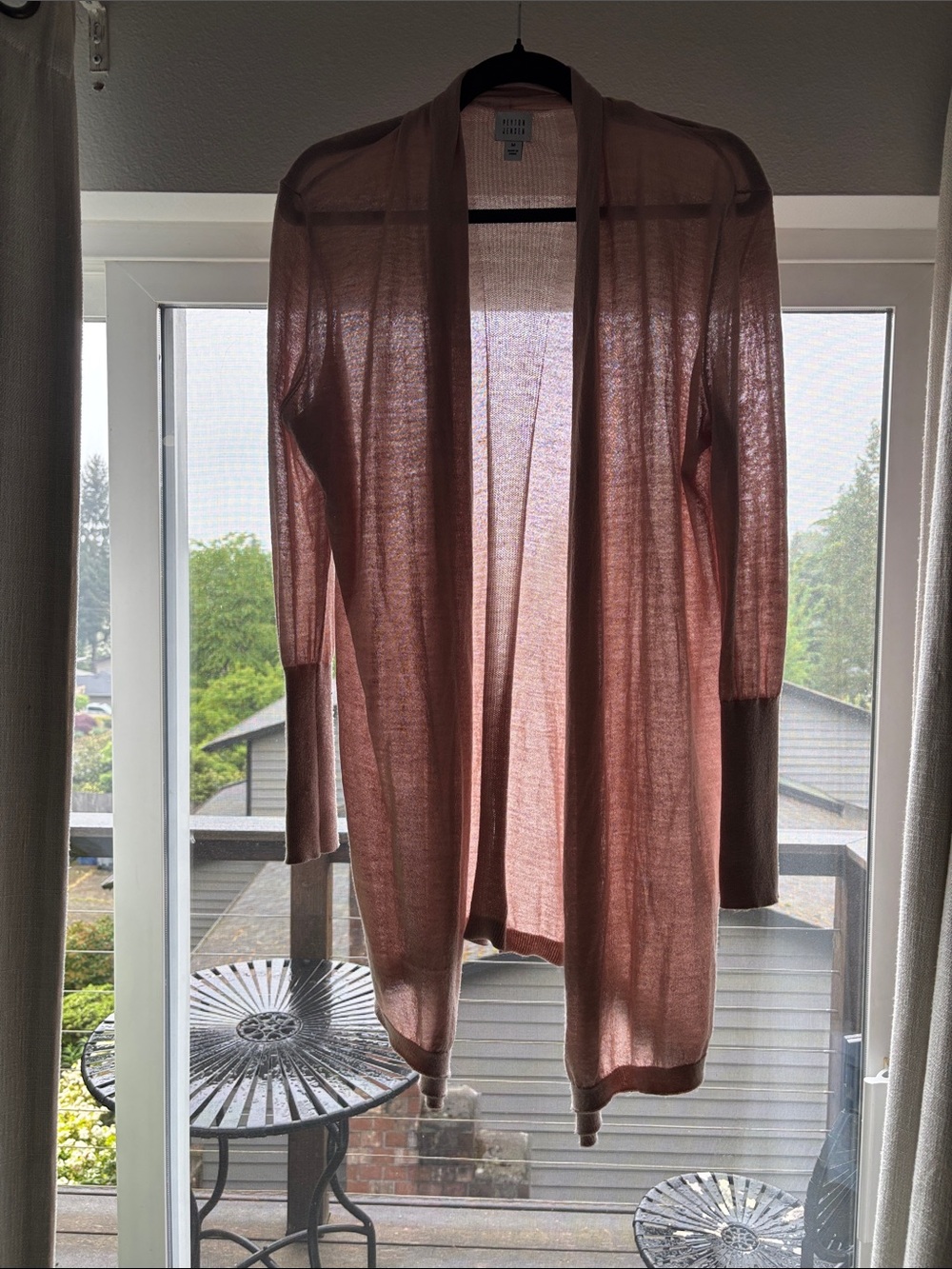 Sheer Open-Front Cardigan in Dusty Rose